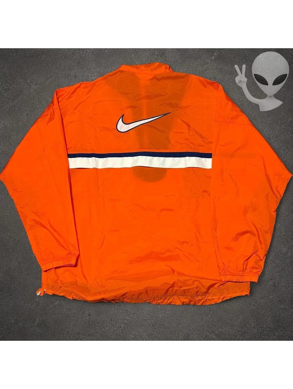 Vintage Nike Center Swoosh Anorak Windbreaker Jacket Mens US L Orange Navy - Picture 5 of 7